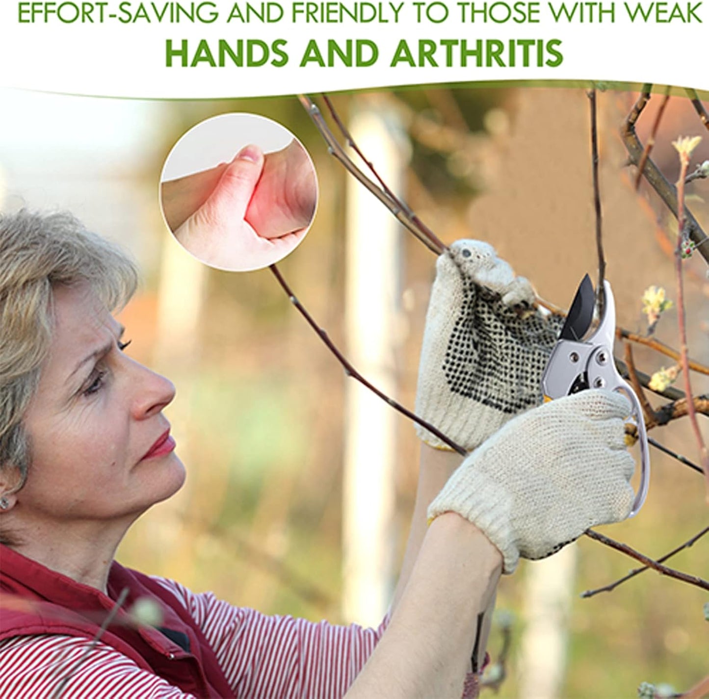 Ultra Sharp Germany Steel Pruning Shears - Cuts 3X Easier, Ergonomic Design - Weak Hand Arthritis Snips, Effortlessly 1-Inch Cut Capacity Heavy Duty Garden Scissors, Sharp Garden Clippers