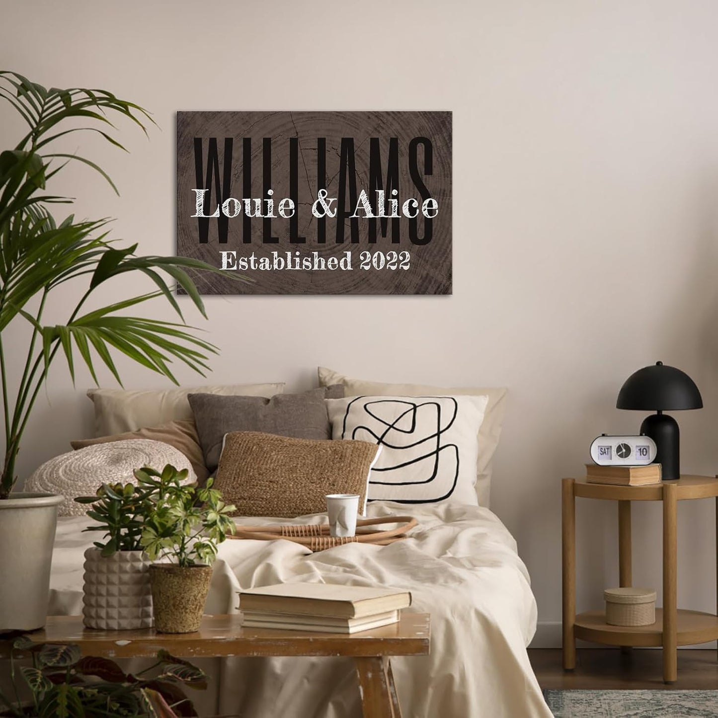 iLOOKLiKE Personalized Last Name Signs with Couple's Names Wall Art Custom Family Established Date Canvas Prints Framed Unique Wedding Anniversary Housewarming Gifts for Home Decor 24×36inch