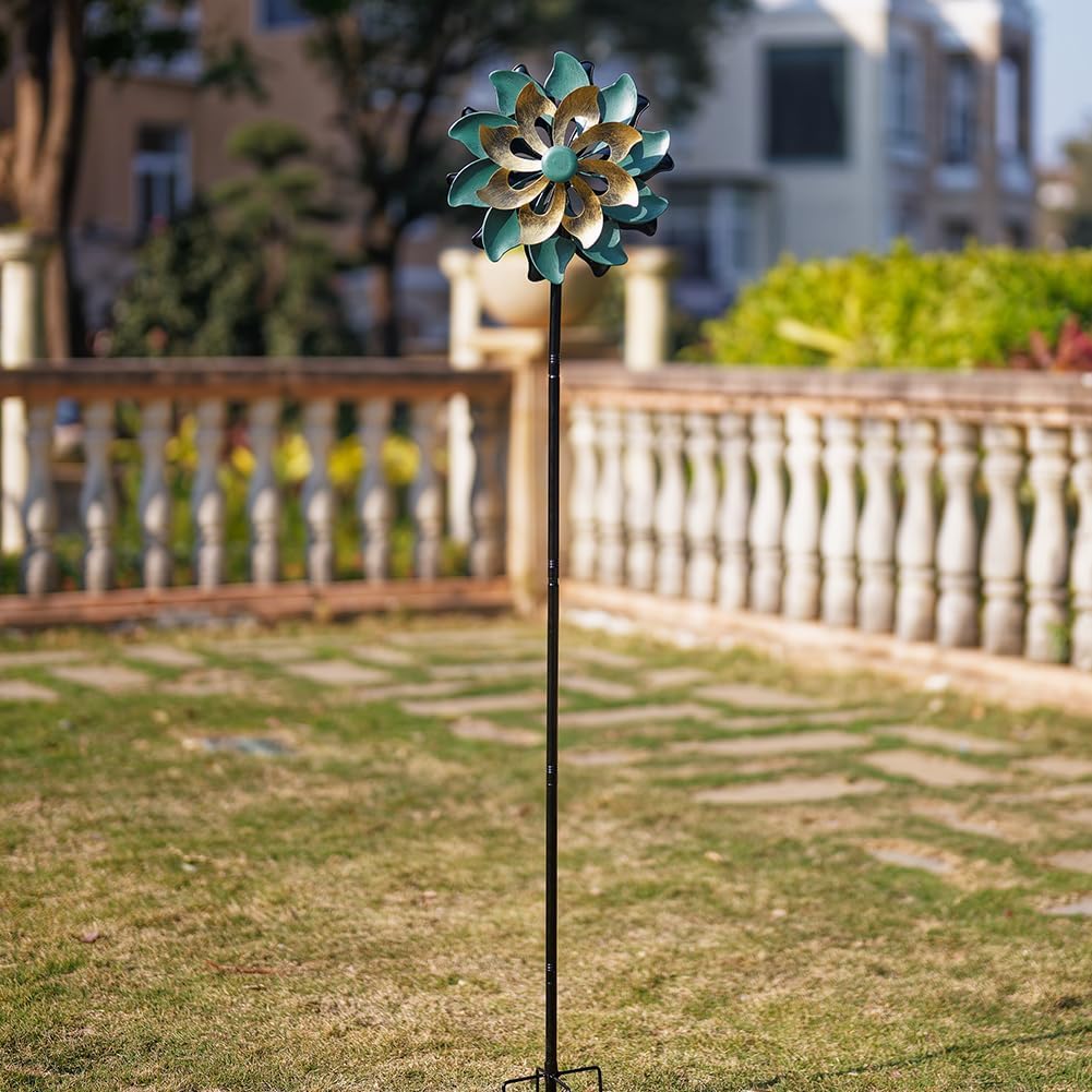 DREAMSOUL 13" Wind Spinners Outdoor with 5 Prongs Stake Wind Spinners for Yard and Garden (63 * 13 Inches)