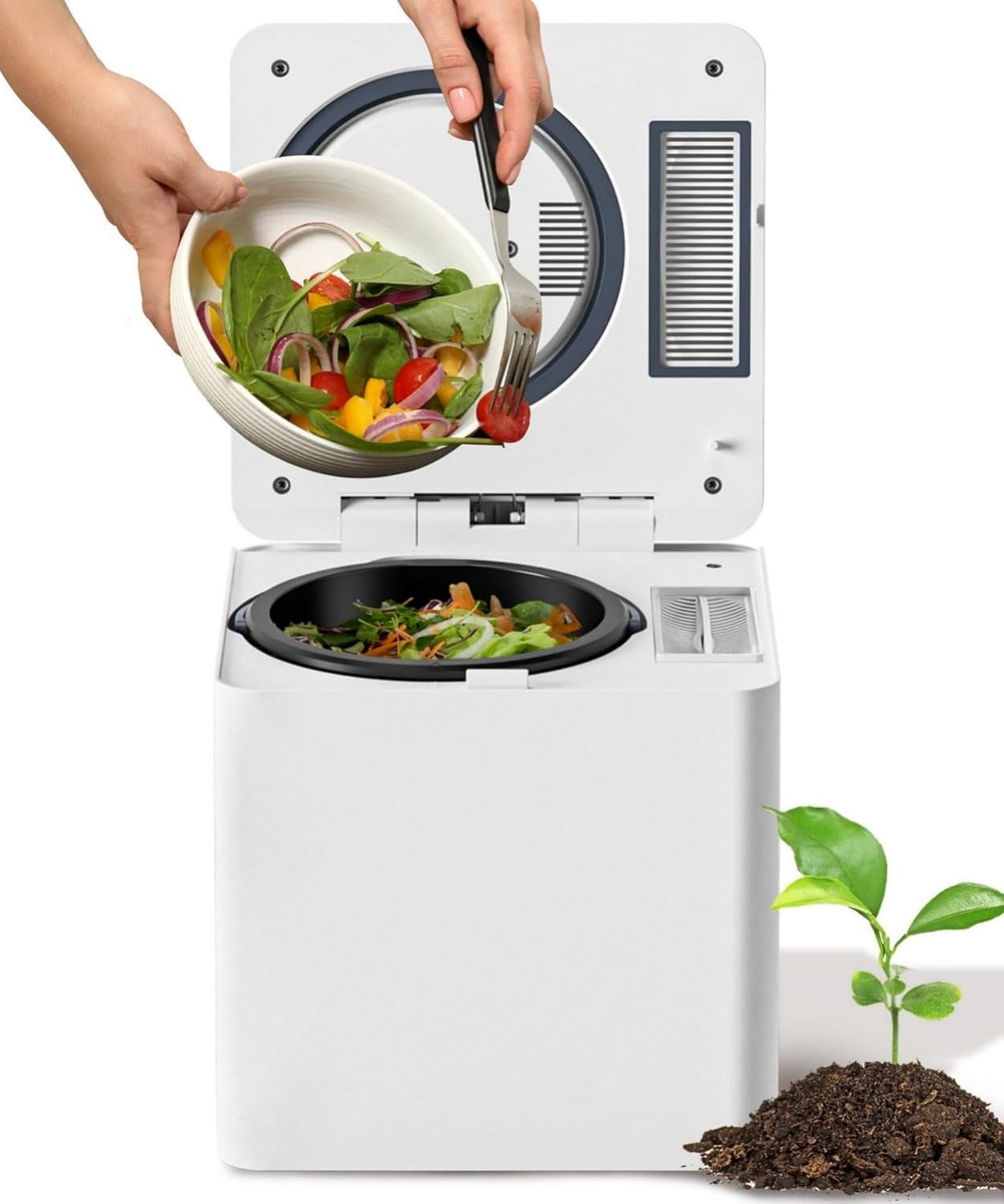 3L Electric Composter for Home, Kitchen Compost Bin for Countertop, Odorless/Auto-Clean/LED Display, One-Touch Composting to Handle Daily Household Food Waste.