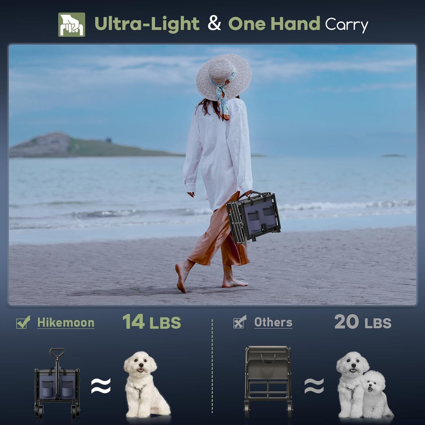 34'' Extra Long Collapsible Wagons Carts Foldable, 360LBS Heavy Duty Folding Beach Wagon Cart with Wheels, Portable Utility Outdoor Wagon for Grocery, Shopping, Garden, Sports, Purple