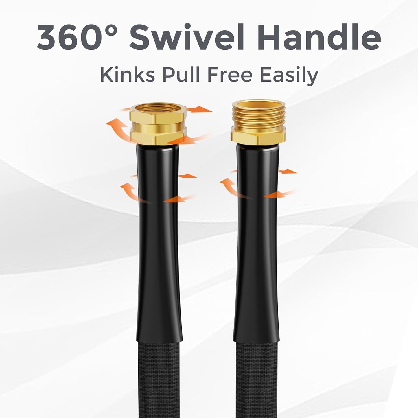 Giraffe Tools Garden Hose 50FT Lightweight Lay Flat Water Hose Kink Free Flexible Hose with 9 Spray Function Nozzle（Black）