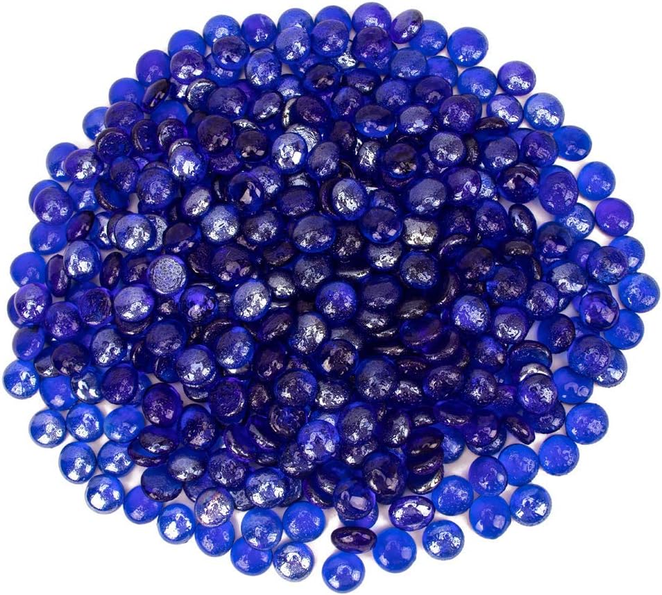 18 LB Fire Glass Beads Fireglass Drops for Gas Fire Pit Fireplace Cobalt Blue Luster Reflective Decorative Glass Gems Rocks Pebbles Stone for Vase Fillers Aquarium Fish Tank Decoration (Cobalt Blue)