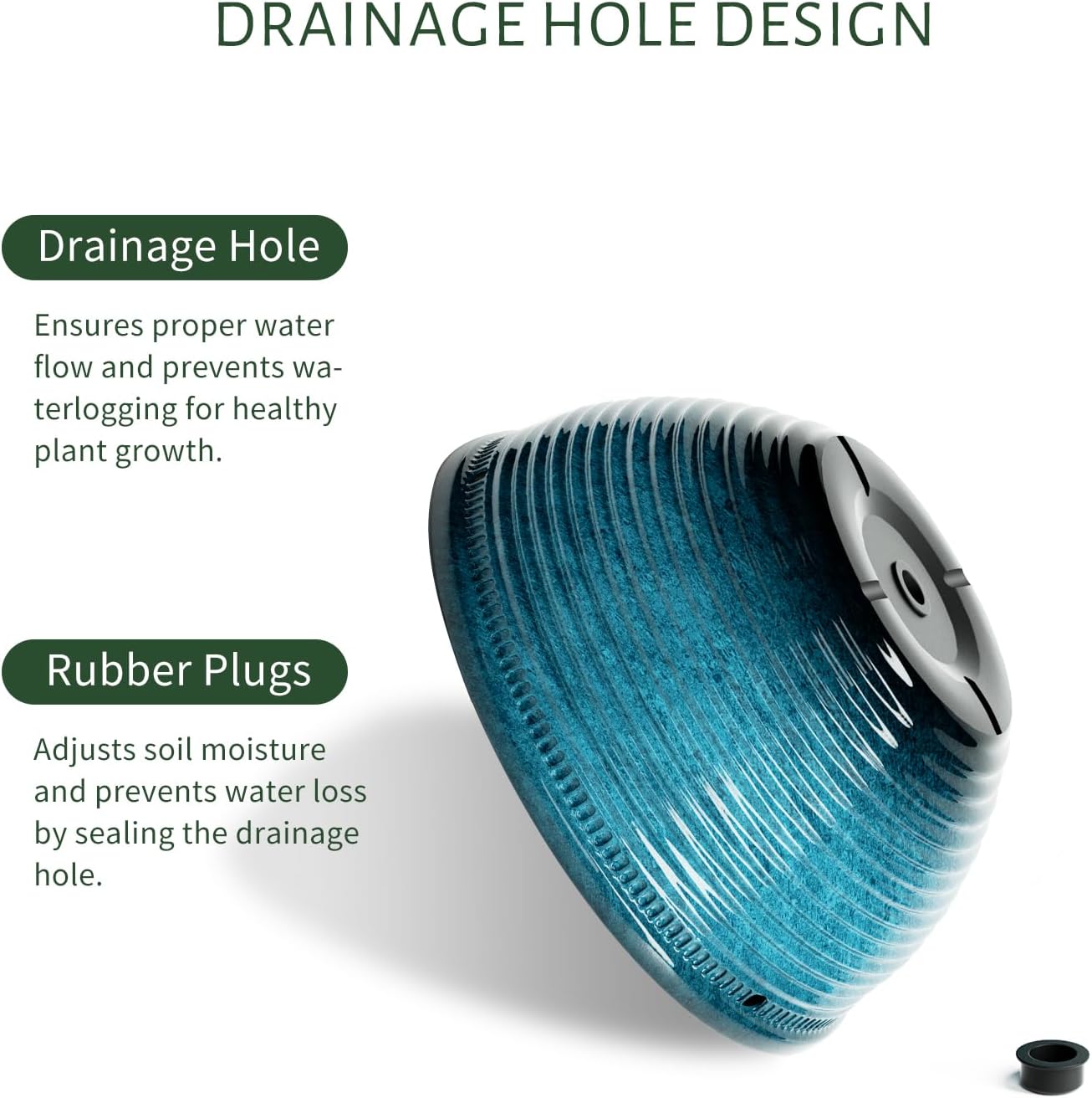 2 Pack Hanging Planters for Indoor Outdoor Plants, 10 Inch Hanging Planter with Drainage Hole & Plug Glazed Hanging Baskets Flower Pots for Garden Home (Blue)