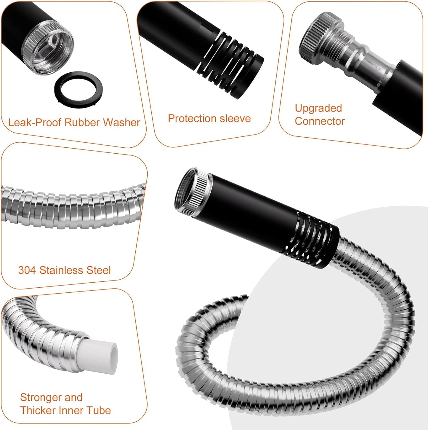 Garden Hose 100 FT - Flexible Metal Hose with 10 Function Nozzle, Kink Free, Lightweight, Durable, Crush Resistant Fitting, Easy to Coil, Puncture Proof Hose for Yard, Rv, 600 PSI - 2025 Model