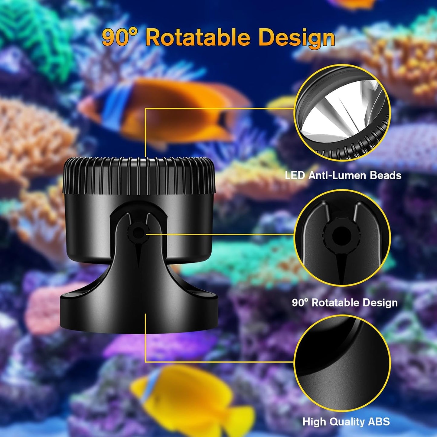 POPOSOAP Pond Lights, 6-in-1 Warm White Underwater Pond Lights, IP68 Waterproof LED Landscape Spotlights for for Pond, Garden, Patio, Fountain, Pool, Waterfall Decoration(6 Head Lamps)