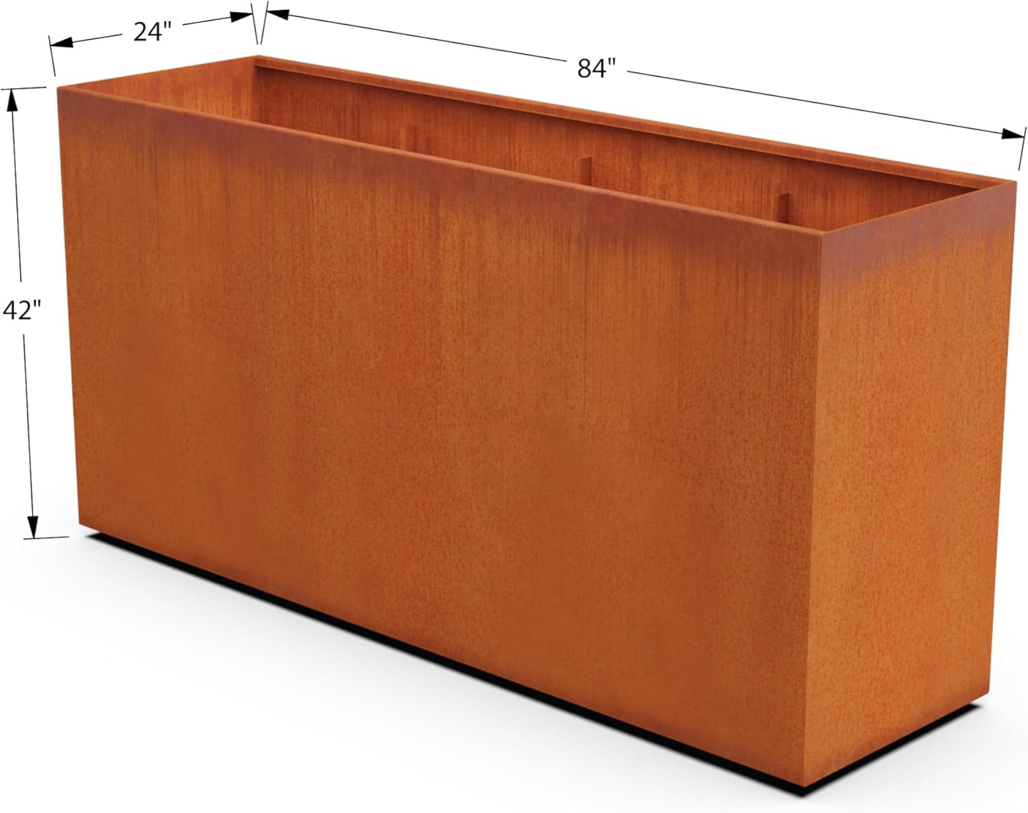 Extra Large Rectangular Planter for Outdoor Plants | 84x24x42 Inch Corten Steel Planters for Privacy & Patios | Heavy Duty Large Outdoor Planter Box, Fully Assembled