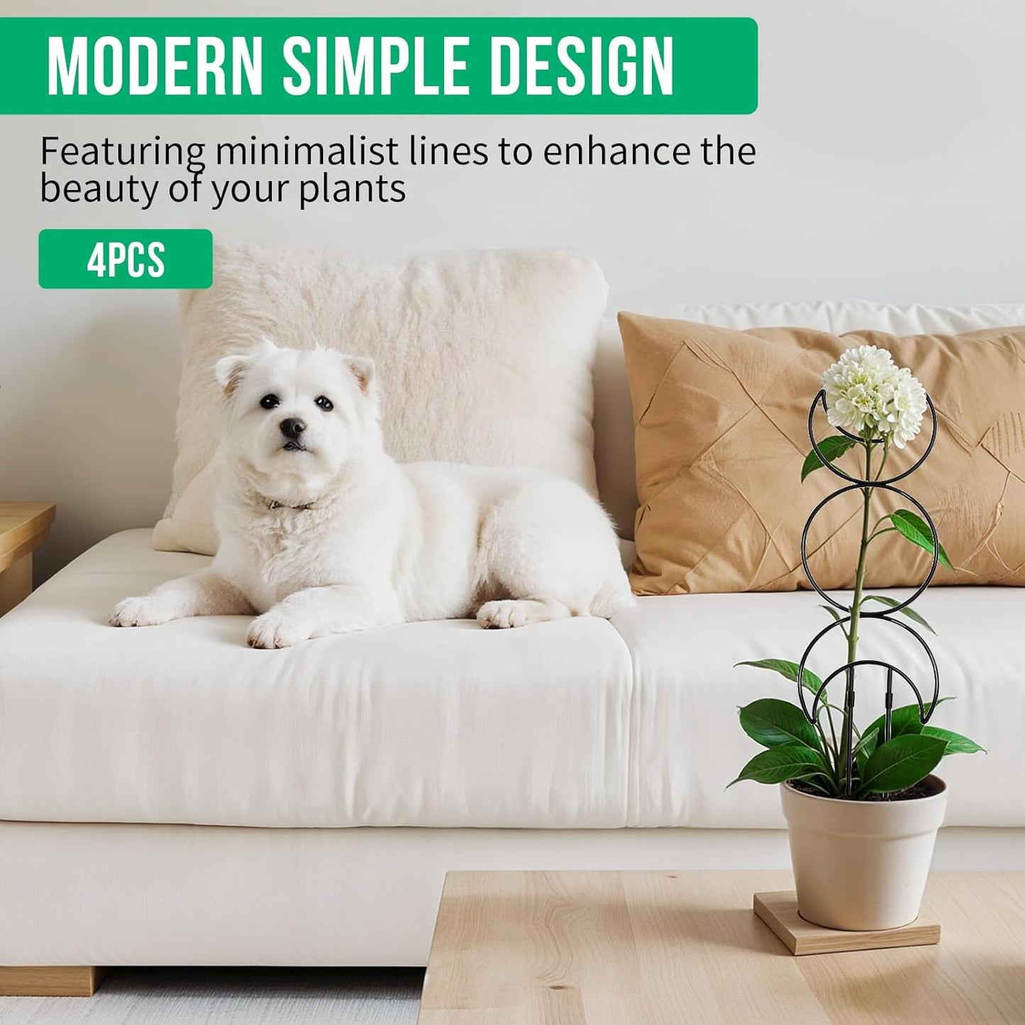 4 Pack Plant Trellis for Climbing Plants Indoor Outdoor, Garden Trellis for Potted Plants, Metal Climbing Plant Support for Houseplant