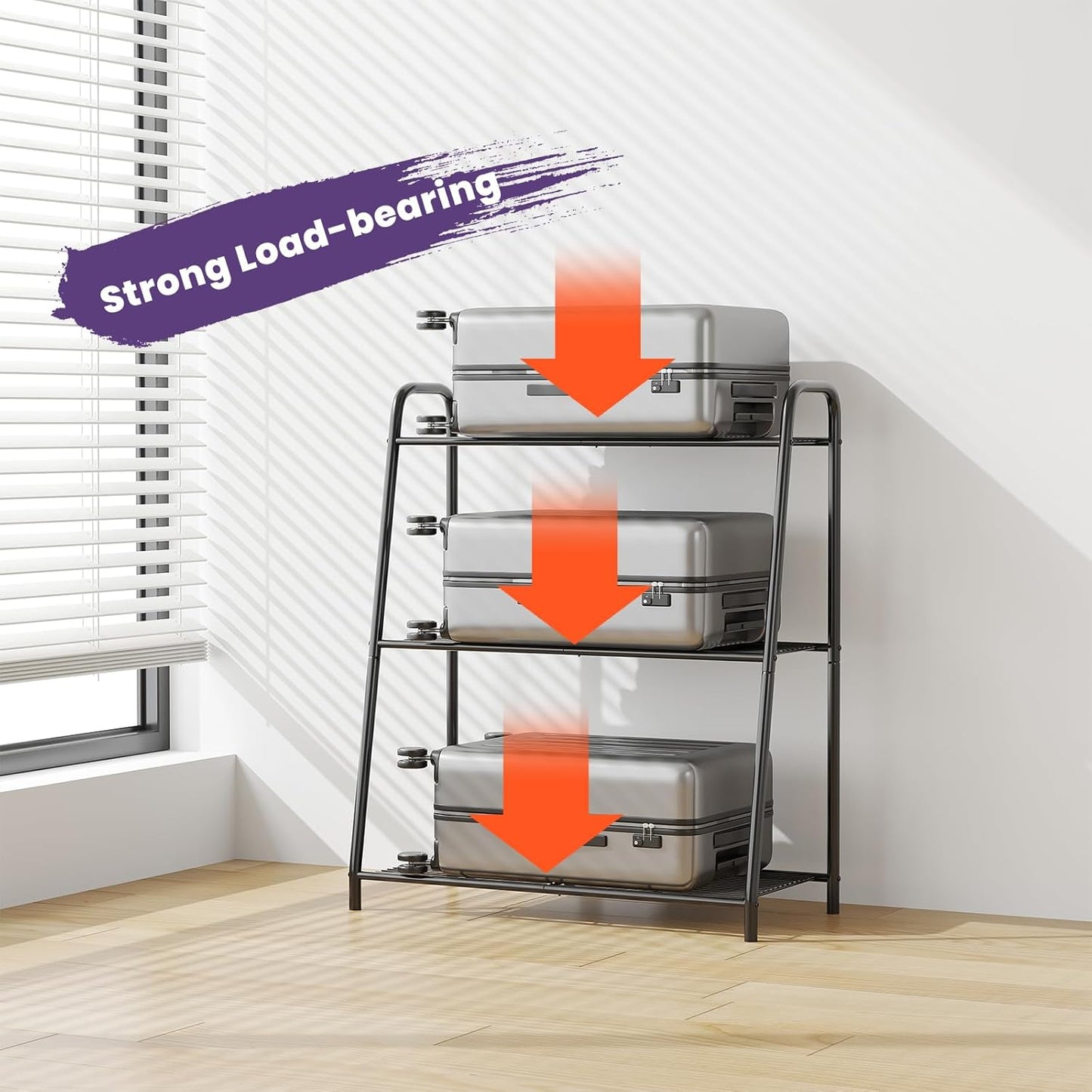 3-Tier Corner Plant Stand Indoor Outdoor , Metal Plant Shelf Black Large Heavy Duty Plant Rack Flower Pot Stand (Black)