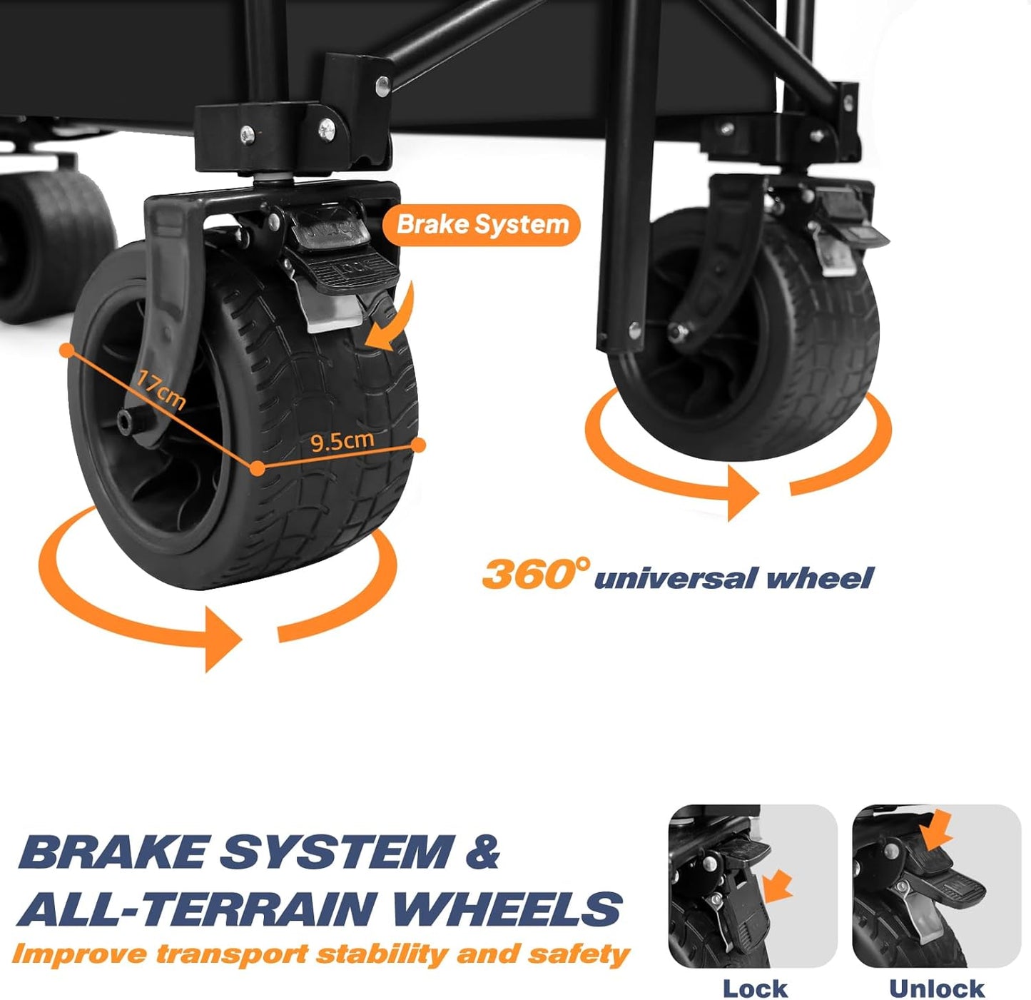 Chihee Garden Cart Collapsible Outdoor Utility Wagon Cart,Folding Beach Cart Oversized Capacity 254L,Heavy Duty Portable Wagon All Terrain Wheels Oversized Side Pocket 2 Drink Holders for Camping