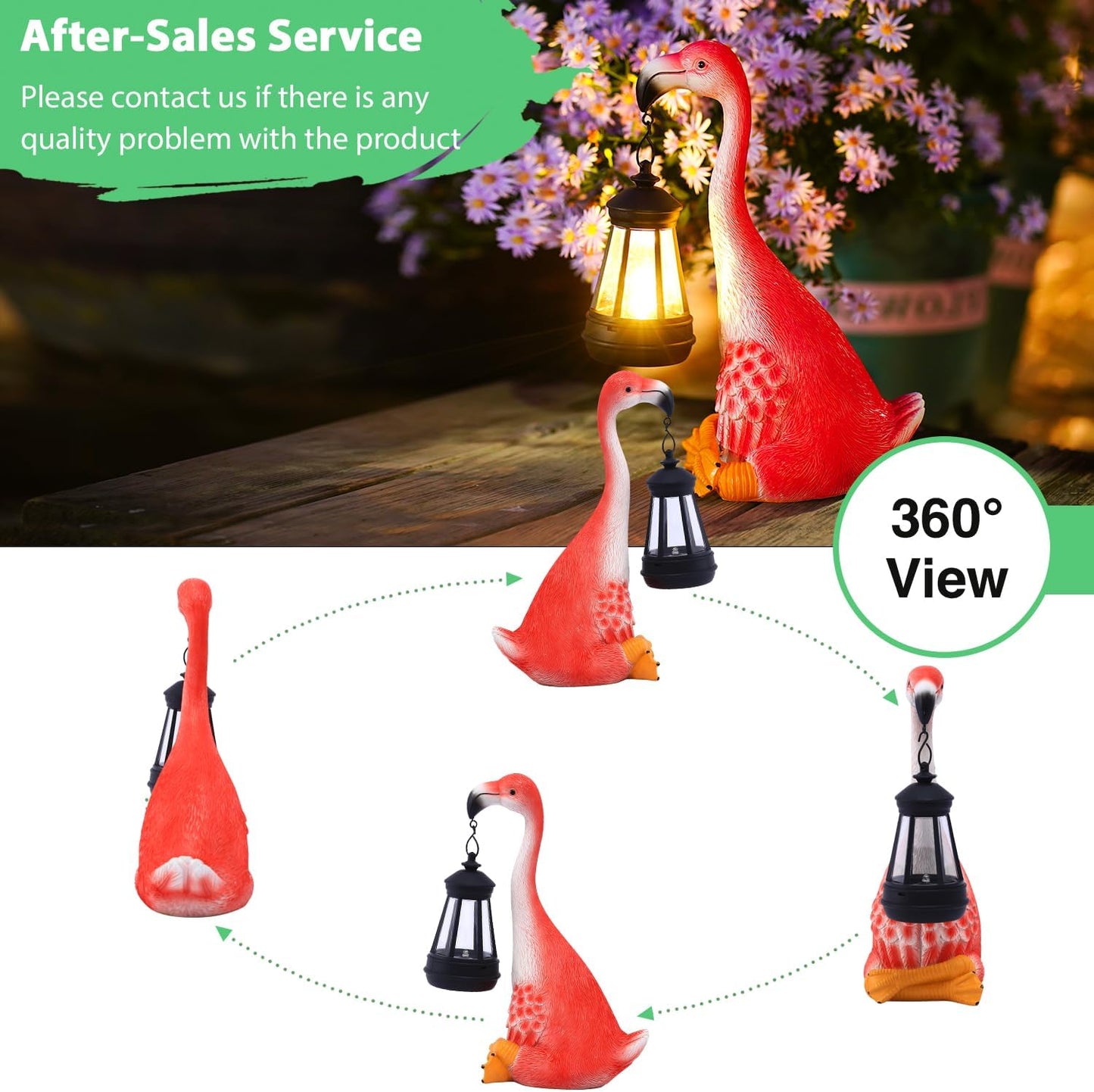 Goodeco Flamingo Statue with Solar Lantern - Artistic Pink Flamingo Decor for Outdoor Garden & Home, Gifts for Women & More