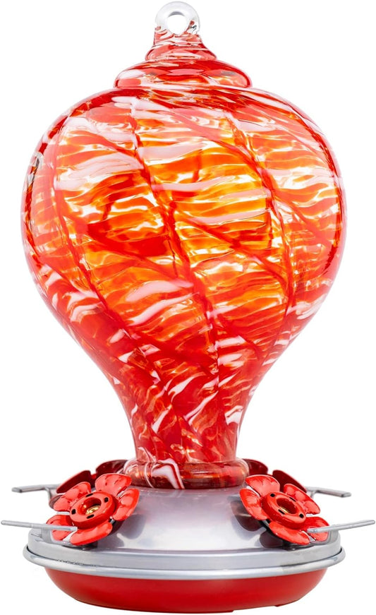Muse Garden Hummingbird Feeders Blown Glass Hummingbird Feeder, Garden Backyard Decor, 32OZ, Lollipop