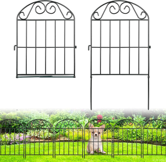 ADAVIN 24 Panels Collapsible Garden Fence Animal Barrier,26 Ft(L) x 24 in(H) Black Rustproof Metal Wire Panel Border for Dogs Rabbits, Flower Edging for Landscape Patio Yard Outdoor Decor, Arched