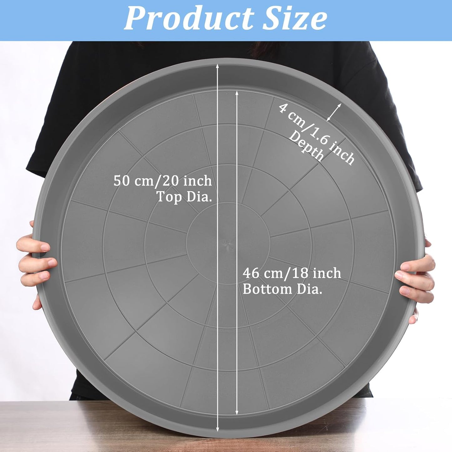Eccliy 12 Pcs Plastic Plant Saucers Round Plant Tray Large Flower Pot Heavy Duty Planter Water Trays Thick Planter Drip Saucers for Indoors and Outdoors(20 Inch,Gray)