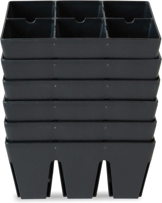 Epic Gardening Reusable Seed Starter Tray - 6 Cell/6 Seedling Starter Trays - Easy Watering, Indoor Greenhouse, Plant Starter, Gardener-Friendly for Seedlings | UV-Treated & BPA-Free - Black