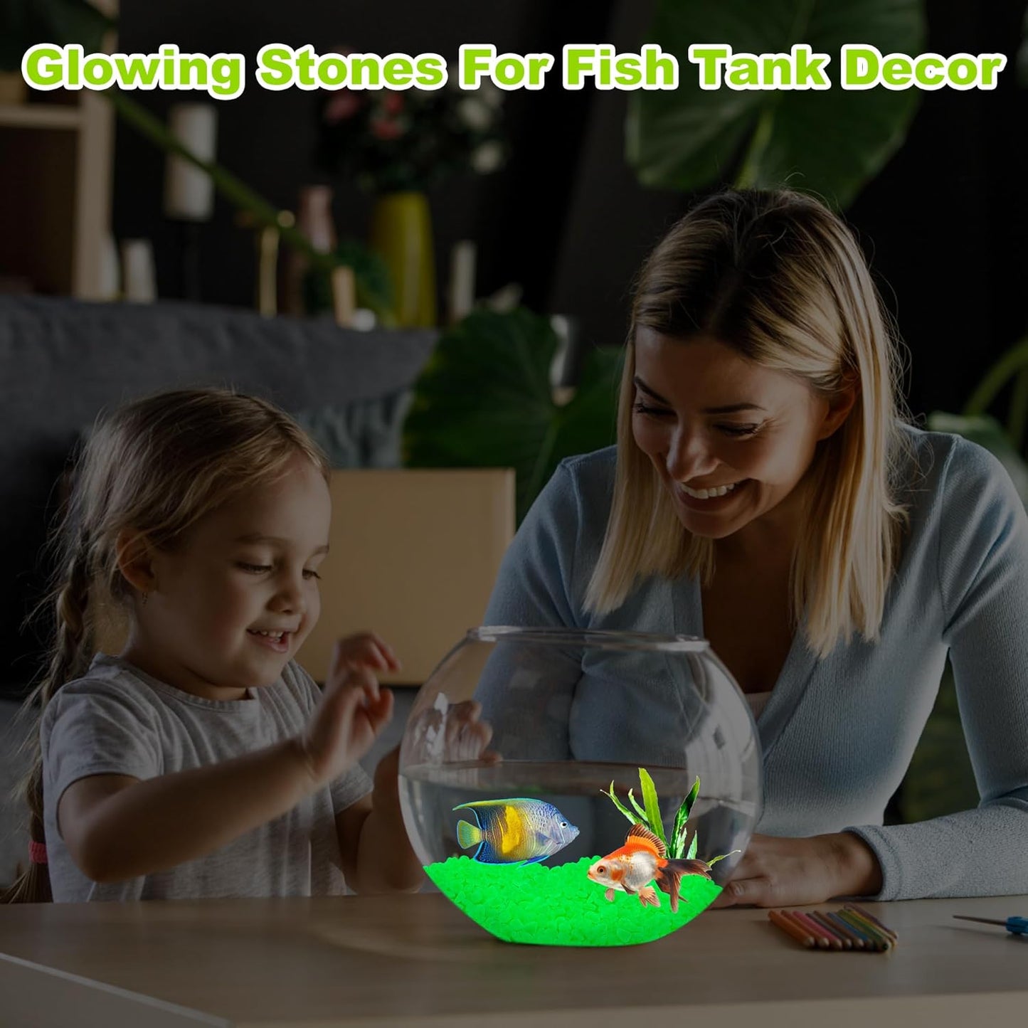 1000pc Glow in The Dark Aquarium Rocks Glow Rocks Outdoor Garden Glow in The Dark Stones Glowing Garden Pebbles Luminous Rocks Outdoor Decoration Stones for Lawn Patio Walkway,Green