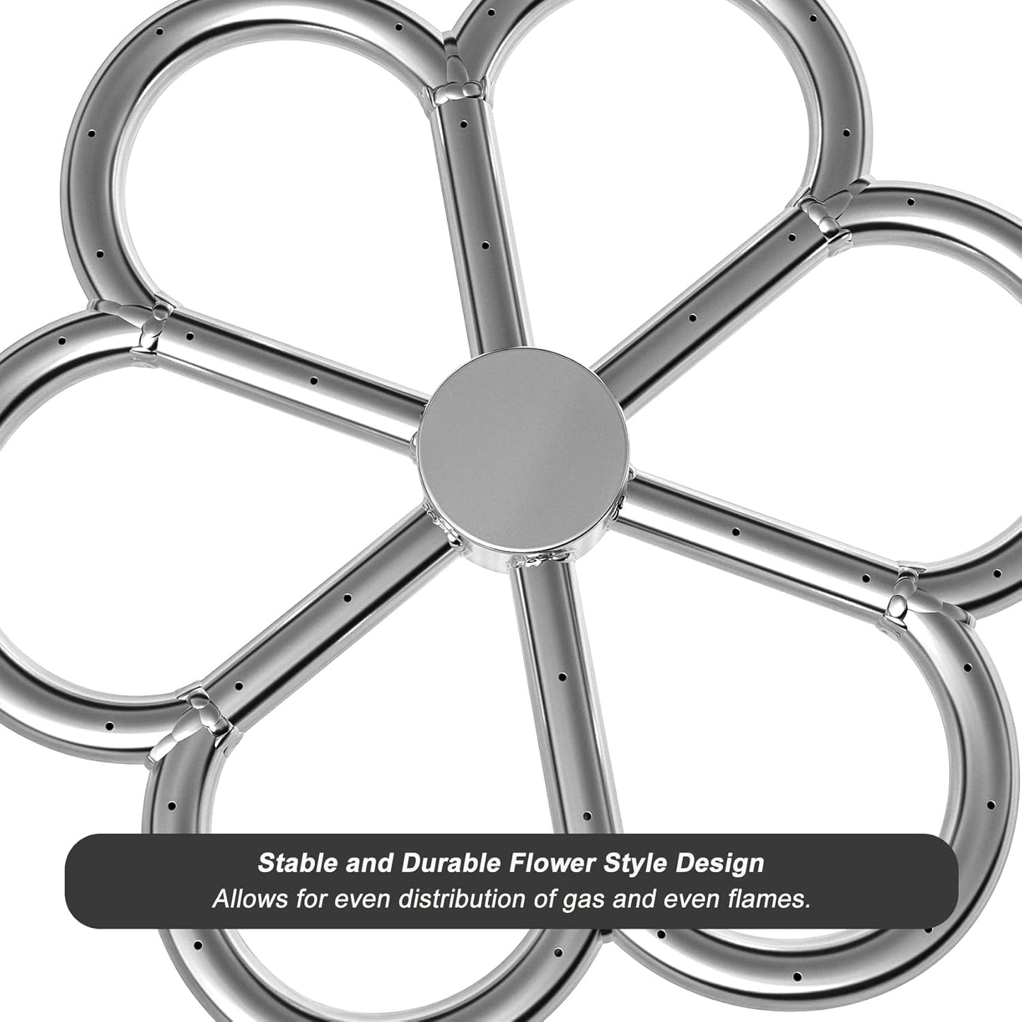 Skyflame 12-Inch Stainless Steel Fire Pit Burner, Flower-Shape Burner Ring for Fire Pit, Natural Gas & Propane Fireplace, Max BTU 90K