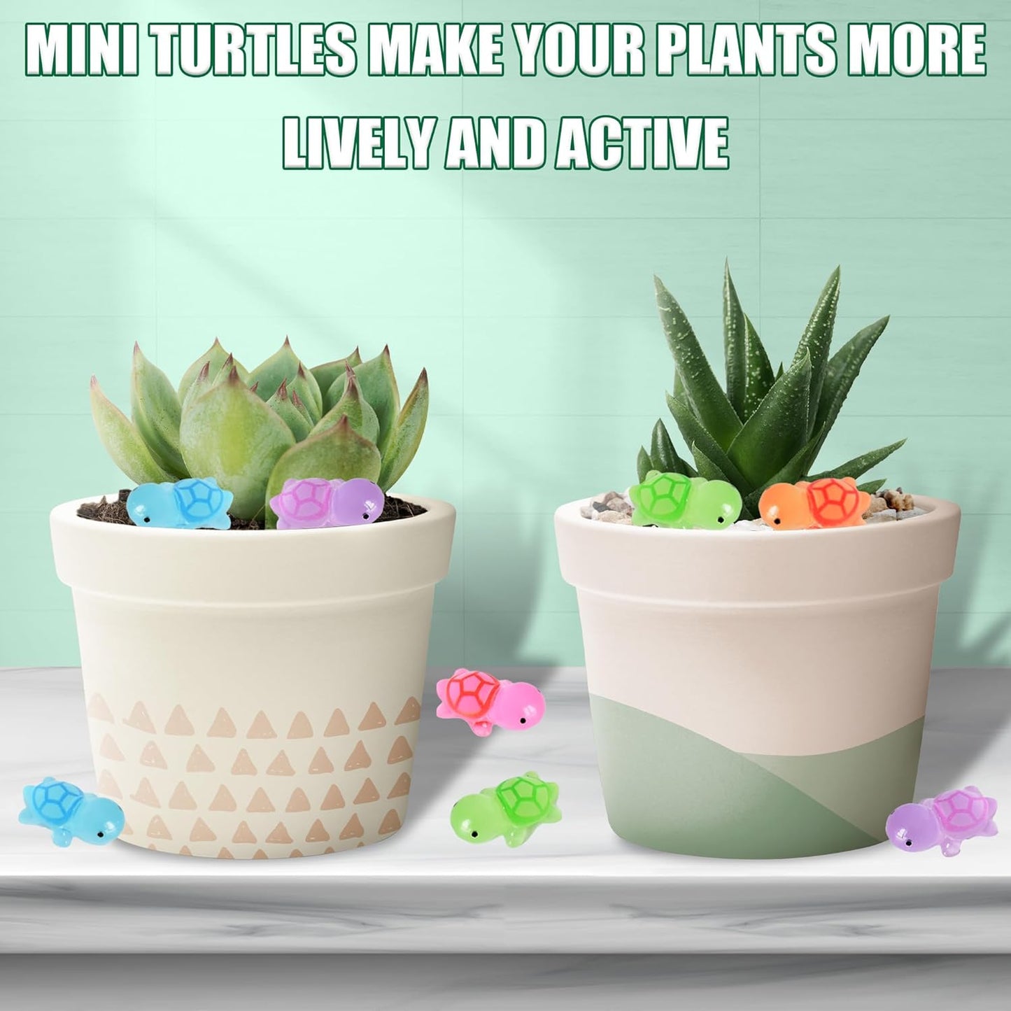 Luminous Mini Turtle Figurines - Glow in The Dark, 50 PCS, 6 Colors, Miniature Moss Landscape Decoration