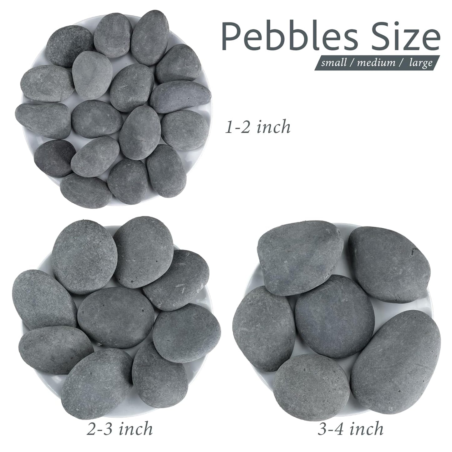 River Rocks, 20lbs Aquarium Rocks, 2-3 Inch Black Pebbles for Indoor Plants, Natural Stones for Landscaping Garden Paving Plant Rocks Crafting Walkways