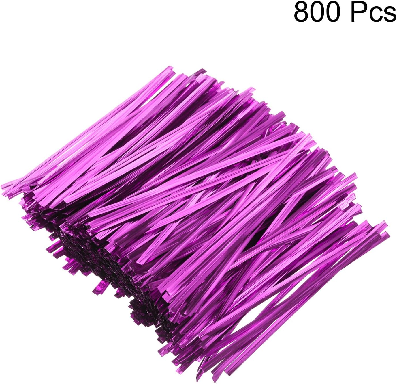 HARFINGTON 800pcs Bag Twist Ties 4.7" Reusable Plastic Metallic Twist Ties Wire Cable Ties for Party Bread Candy Cake, Pink