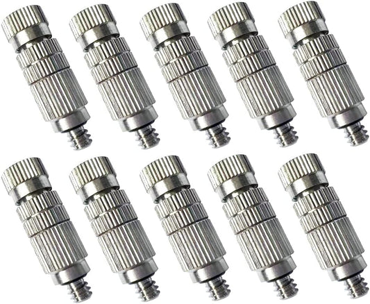 High Pressure Brass Nickel Plated Misting Nozzle for Outdoor Cooling Mist System, 0.5mm Ceramics Orifice, Anti-Drip Cleanable, 10pcs