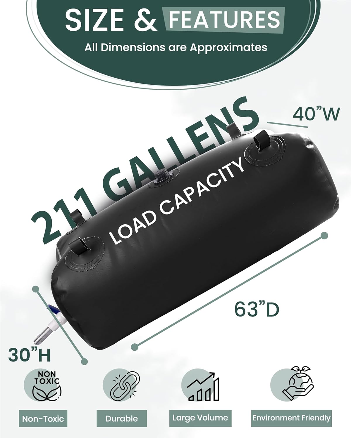 FoundGo Water Storage Bladder Emergency Water Storage Tank, Large Capacity Water Containers, Portable Vinyl Water Storage Barrel for Outdoor/Survival/RV/Garden
