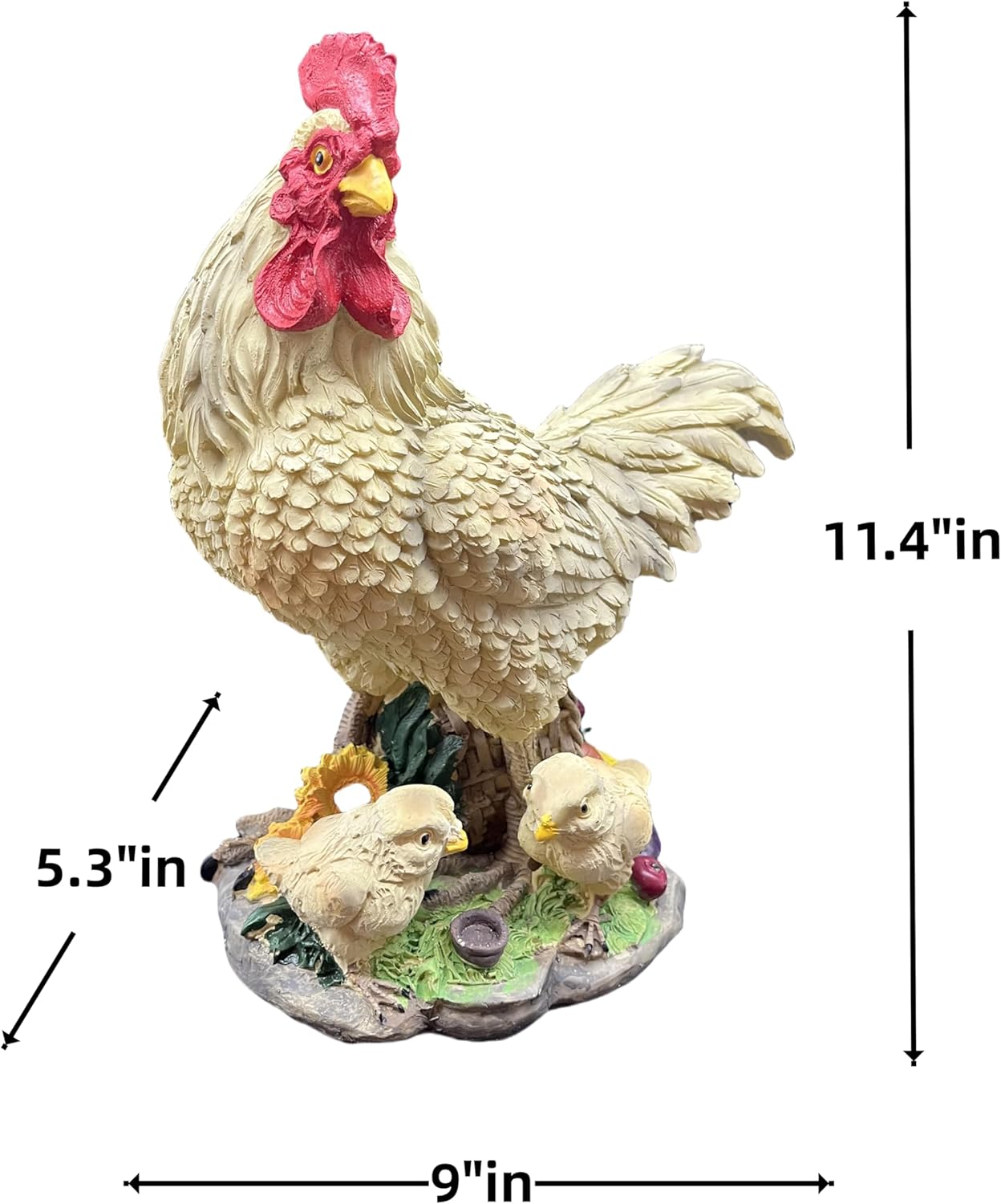 coolboy Outdoor Chicken Statue Garden Decoration,Cute Chicken Family Sculpture Art Interior Office Home Décor,Resin Animal Figurine Art Decoration for Garden Yard Lawn