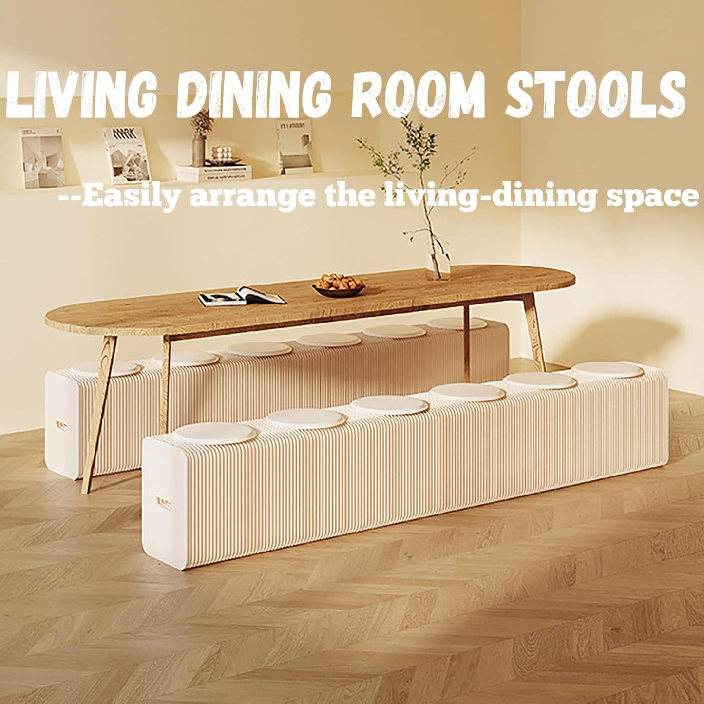 Foldable Kraft Paper Stool, Honeycomb Accordion Folding Bench, Collapsible Paper Stool for Small Spaces, Portable Footrest and Side Table for Living Room and Office,Red-44×31×300cm