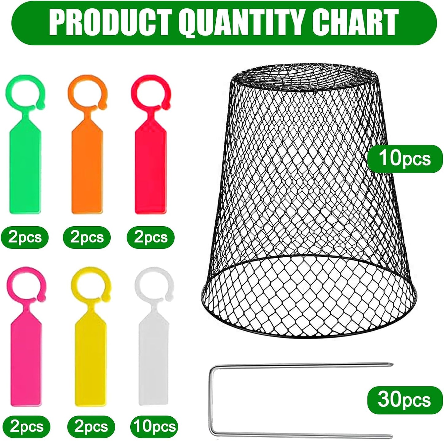 Chicken Wire Cloche Plant Covers - Garden Plant Cloche Metal Heavy Duty Plant Protectors from Animals for Keeping Bunnies Chicken Squirrels Birds Other Out (10, Black)