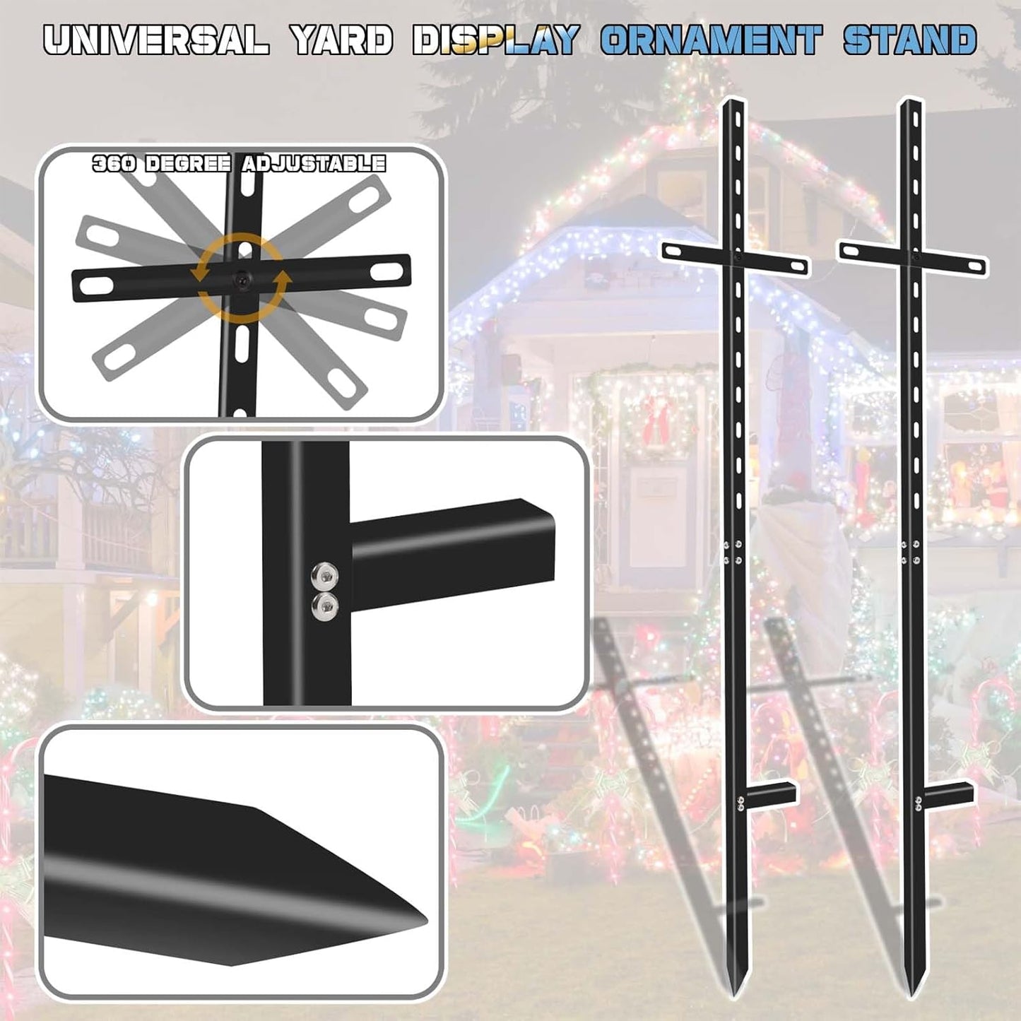 5 Pcs 46 inchens T-Bar Yard Sign Stakes Heavy Duty Metal Stake Yard Sign Holder/Black Steel Powder Coated Sign Posts for Outside/ 2mm Thickness Rust-Proof Outdoor Sign Holder for Outdoor Lawn Yard