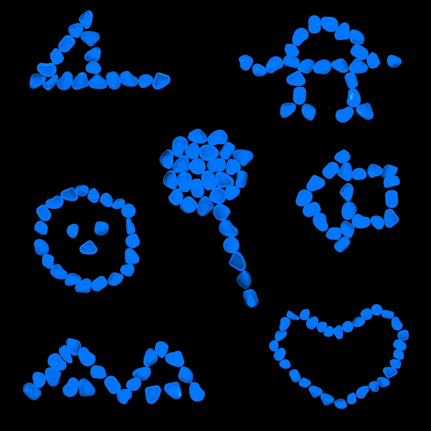 Oubest Glow in The Dark Rocks for Outdoor Landscaping, Decorative Garden Pebbles, Luminous Stones for Vases, Pathway, Walkway, Yard, Patio, Glowing Gravel for Fountain, Driveway, 1000PCS, Multicolor