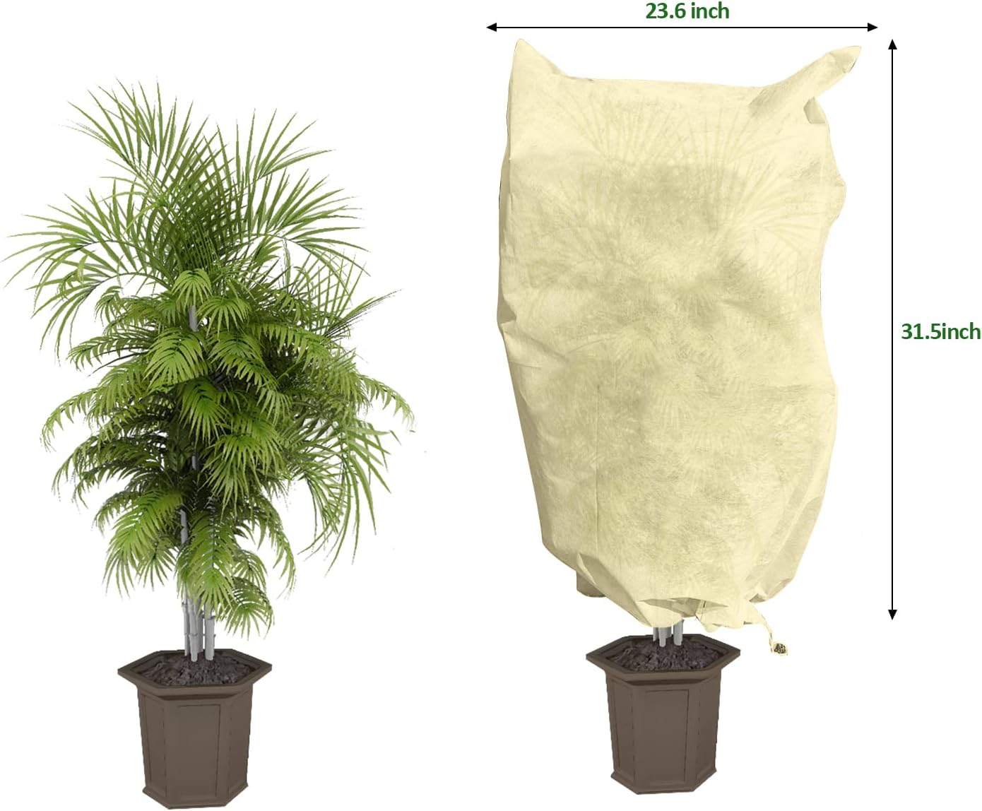 EAONE 12 Pack Plant Covers Freeze Protection, 24x32'' Winter Frosts Cloth for Outdoor Plants, Reusable Frost Blankets Drawstring Bags for Cold Freeze Sun Protection Bird Insect Prevention,Beige