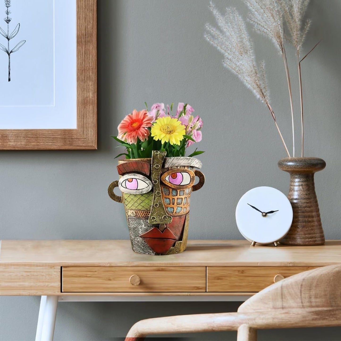 Generic New Picassos Abstract Beauty Face Flower Pot, Colorful Abstract Head Plant Pots, Interesting Decorative Flower Resin Flower Pot, Unique Flower Pots for Home Art Decoration (3.7in-A)