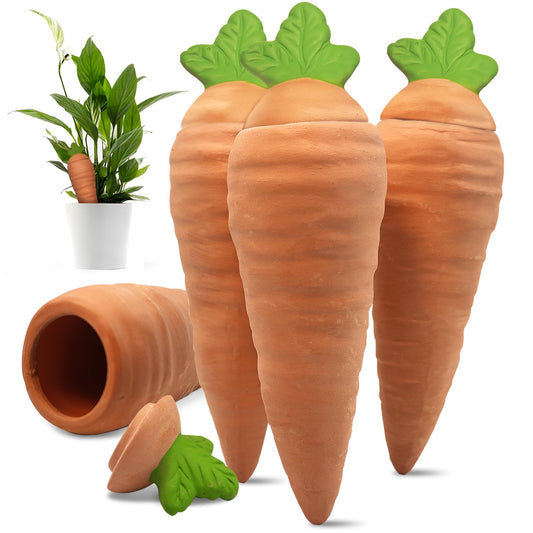 4 pcs Terracotta Watering Spikes - Automatic Self-Watering Stakes, Vacation Plant Waterer for Wine Bottle, Perfect for Indoor & Outdoor Plants