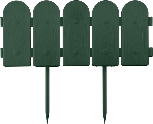 Evelyne Garden Border Edging: Wooden Fence Design - 8pcs Green Yard Landscaping Fence Liner Lawn Edge Barrier - 10ft Kit of Decorative Lawn Landscape Panels Elements -Landscaping Edging-GMT-10374-B08
