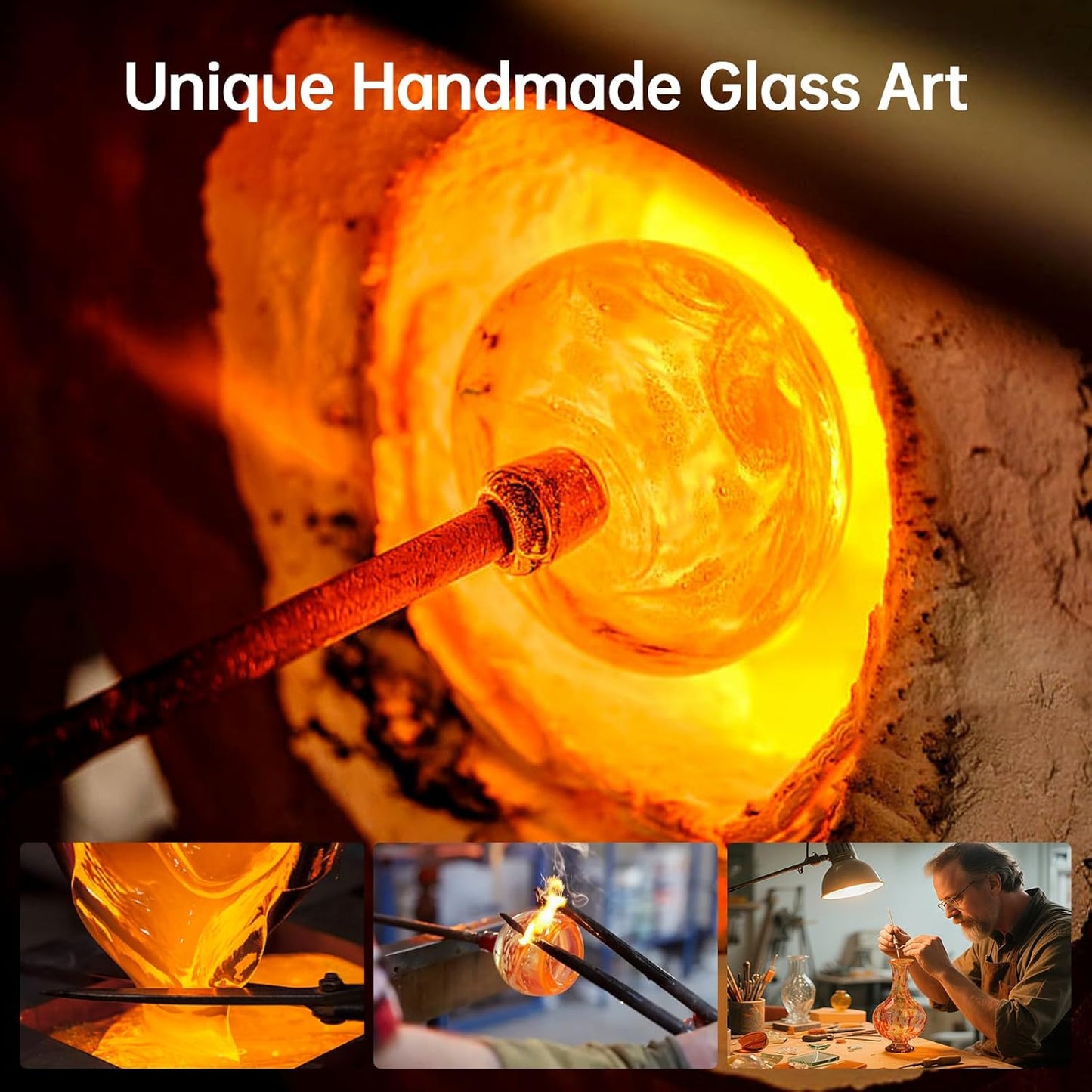 Solar Hummingbird Feeder for Outdoor - 25 fl.oz Hand Blown Glass Hummingbird Feeders for Outdoors Hanging, Large Capacity with Moat, 6 Colors Changing Light Outside Garden Decor (Red)