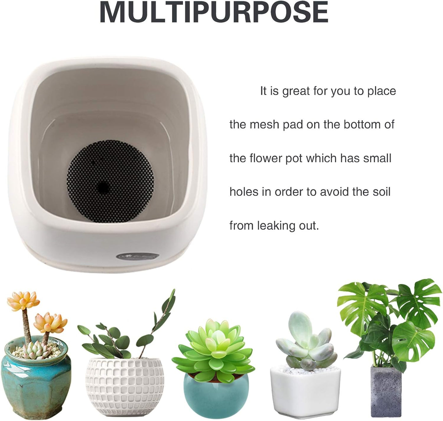 100PCS Bonsai Pot Bottom Grid Mat Mesh, Plant Drainage Screens Gasket, Round Drainage Mesh Hole Screens Keep Soil from Flowing Away, 2 Inch