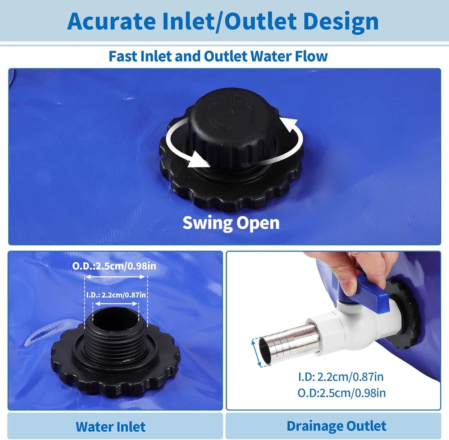 400 L/105.7 gal Water Storage Bladder Container Large Capacity Foldable Portable Water Tank Urgency Water Bladder Soft Water Bag RV Camping Garden Watering Field Irrigation 1000D