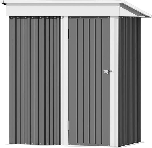 Devoko Outdoor Storage Shed 5 x 3 FT Lockable Metal Garden Shed Steel Anti-Corrosion Storage House with Single Lockable Door for Backyard Outdoor Patio (Gray)