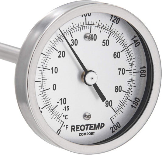 REOTEMP Heavy Duty Compost Thermometer - Fahrenheit and Celsius (24 Inch Stem), Made in The USA