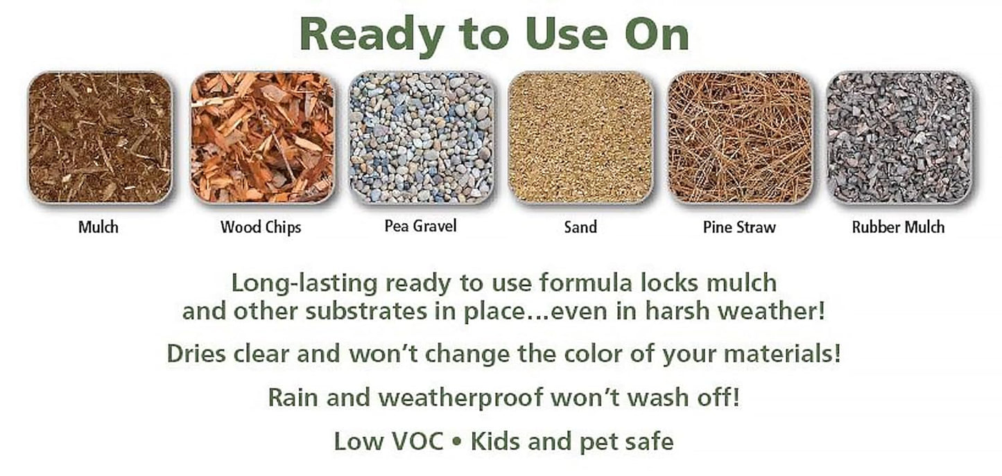 GreenThumb, Landscape and Mulch Bond, Mulch Glue for Landscaping, Rock, Pea Gravel & More, Non-Toxic, Ready-to-Use Mulch Binder Glue, 1 Gallon