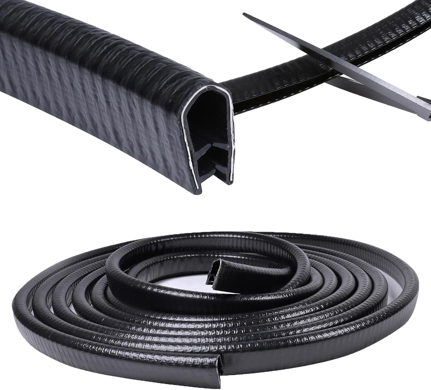Edge Trim Black U-Channel Rubber Trim Edge with Metal 1/2" X 3/8" - Fit Gap 3/64" to1/4 Car Door Edge Sealing Strip, PVC Weather Stripping with Steel, Metal Edge Protector, 12FT