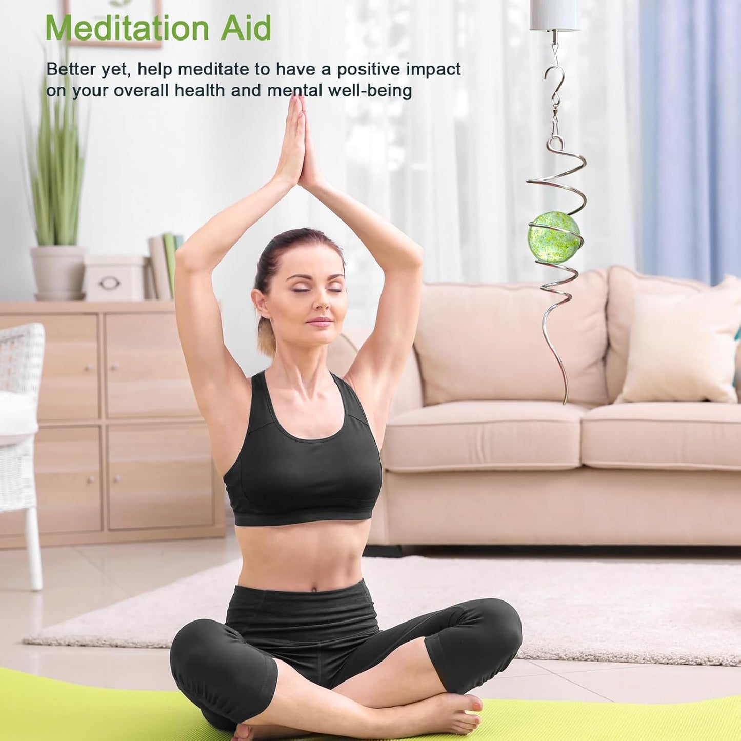 Glow in The Dark Gazing Ball Spiral, Wind Spinner Tail, Wind Spinners Stabilizer, Hanging Outdoor Decor for Garden Yard Art Decor Christmas Ornament Sun Catcher Rainbow Maker 13in Height