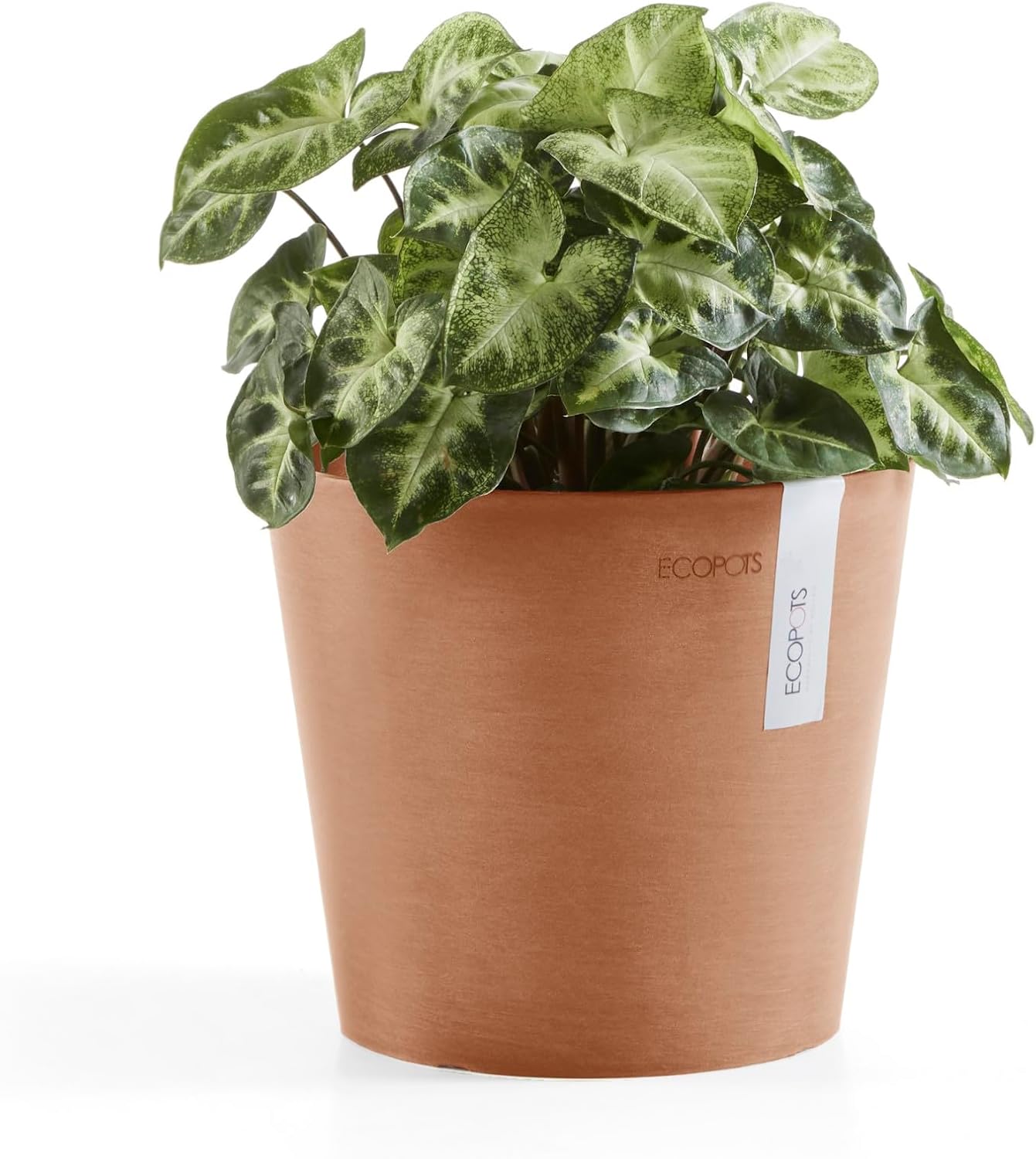 Ecopots Amsterdam Mini Durable Modern Round Recycled-Based Composite Flower Pot Planter, Terracotta Color, 7"