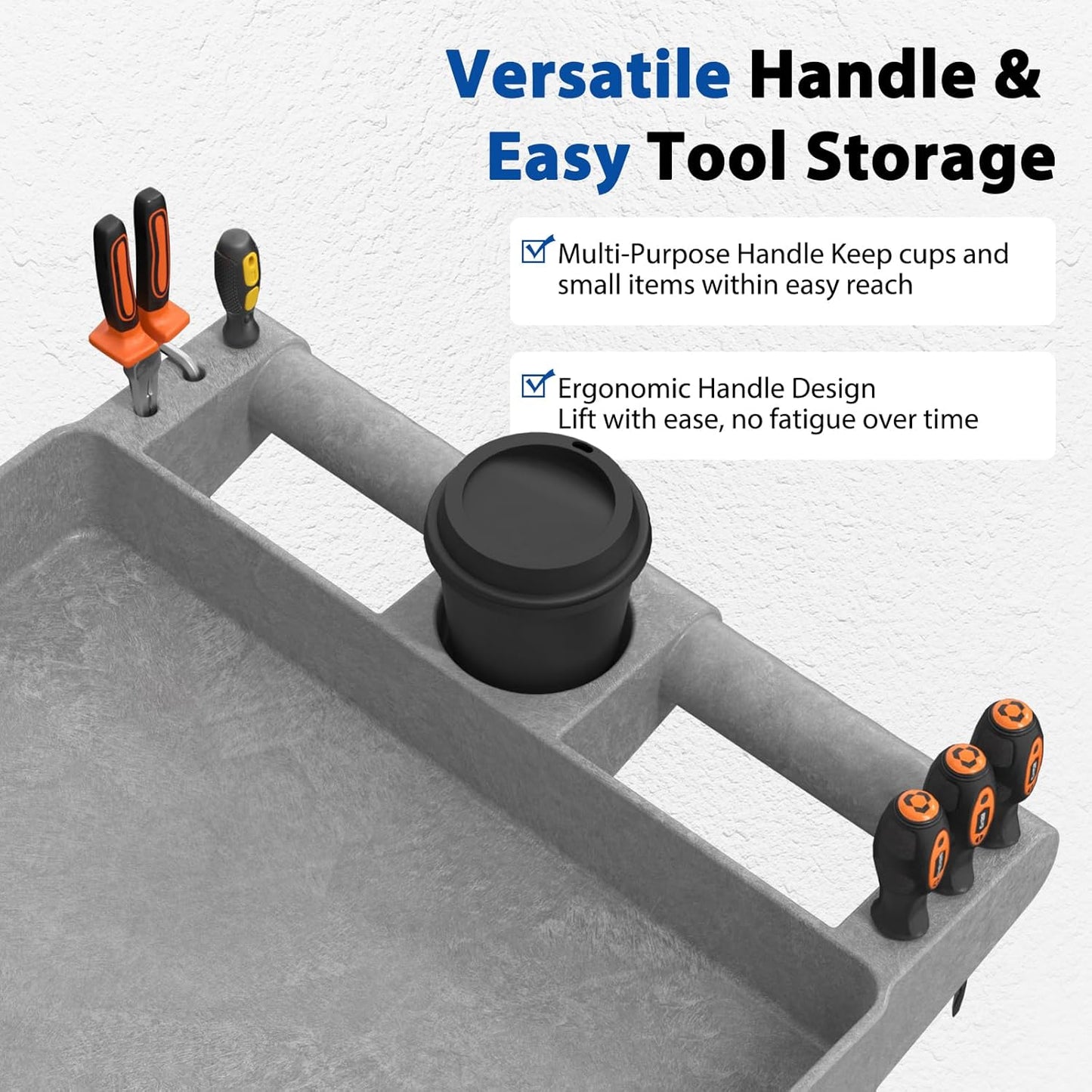 Heavy Duty Rolling Utility Cart with Wheels 2 Tier Utility Plastic Service Work Cart for Shop, Garage, Warehouse, Maintenance 550 lbs