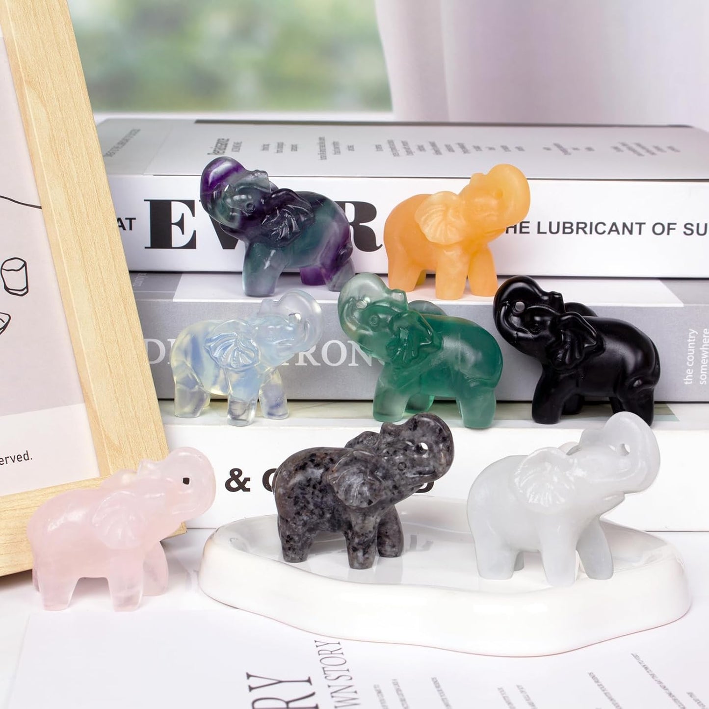 2 Inch Yooperlite Crystal Elephant Sculpture Handcrafted Healing Stone Animal Figurine Spiritual Home Decor Lucky Charm Gift for Wealth Success Positive Energy and Meditation Lovers