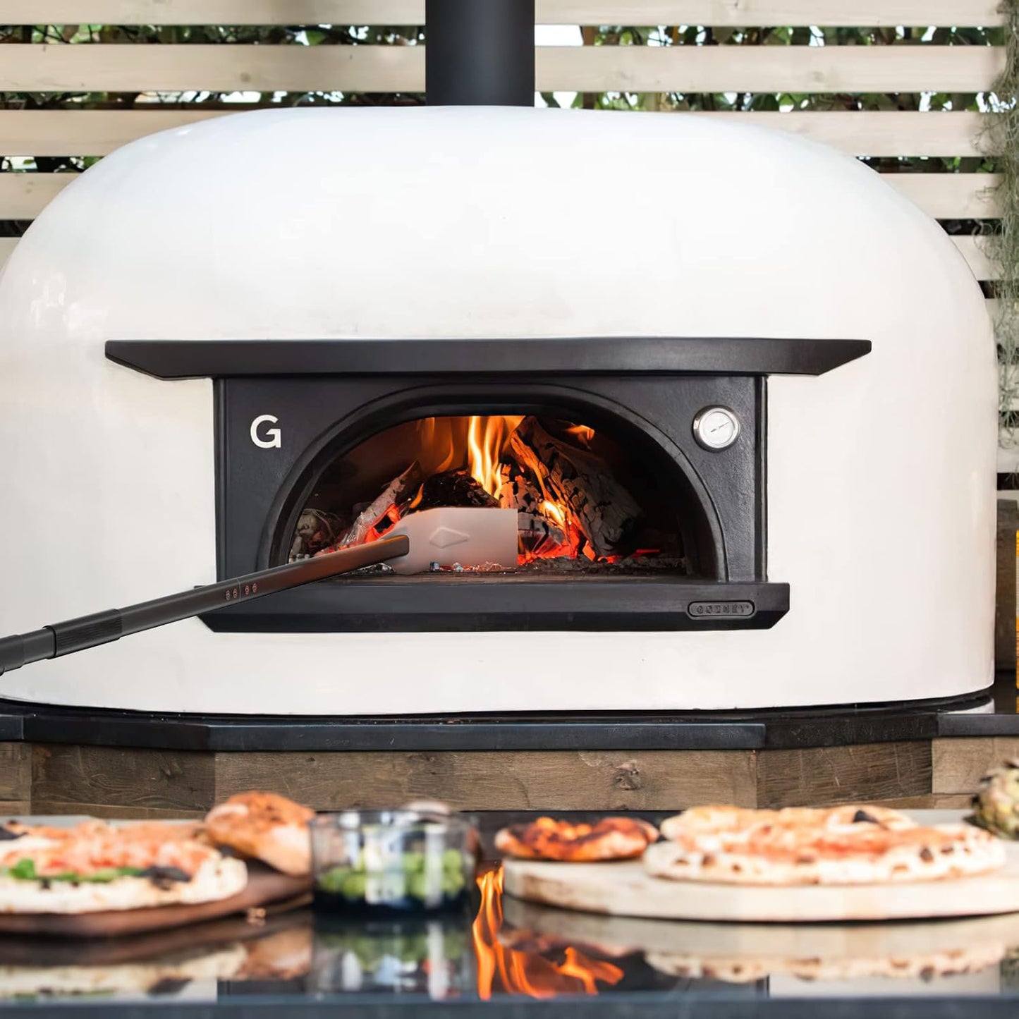 G.a HOMEFAVOR 4-Piece Pizza Oven Accessories, 12-Inch Perforated Pizza Peel, 9-Inch Round Turning Pizza Peel, Pizza Oven Cleaning Brush and Ash Rake for Professional Chef or Pizza Lover