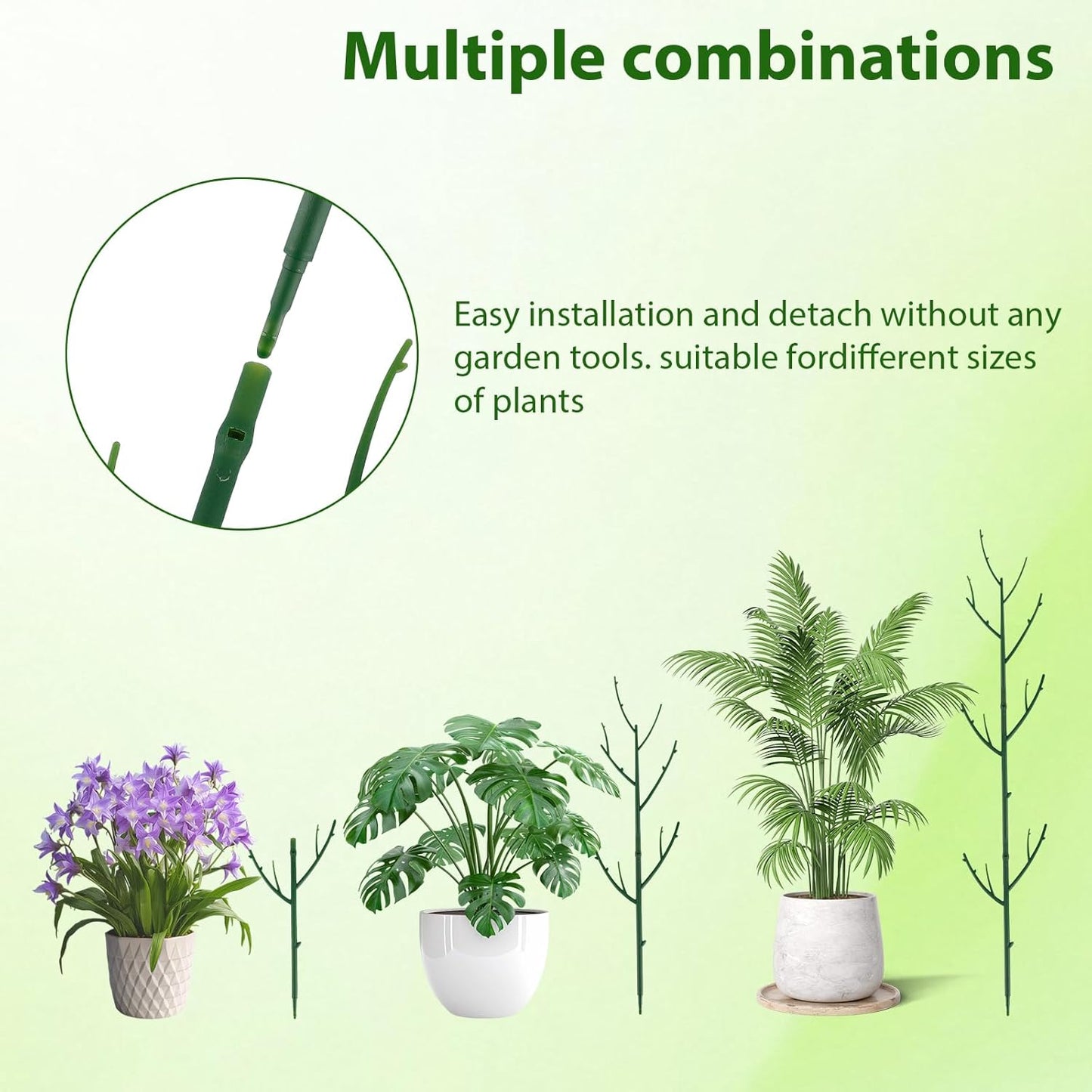 6 Pack Stackable Monstera Plant Support, Plant Stakes for Indoor and Outdoor Plants Use, Garden Stakes for Climbing and Potted Plants, Pothos, Philodendron