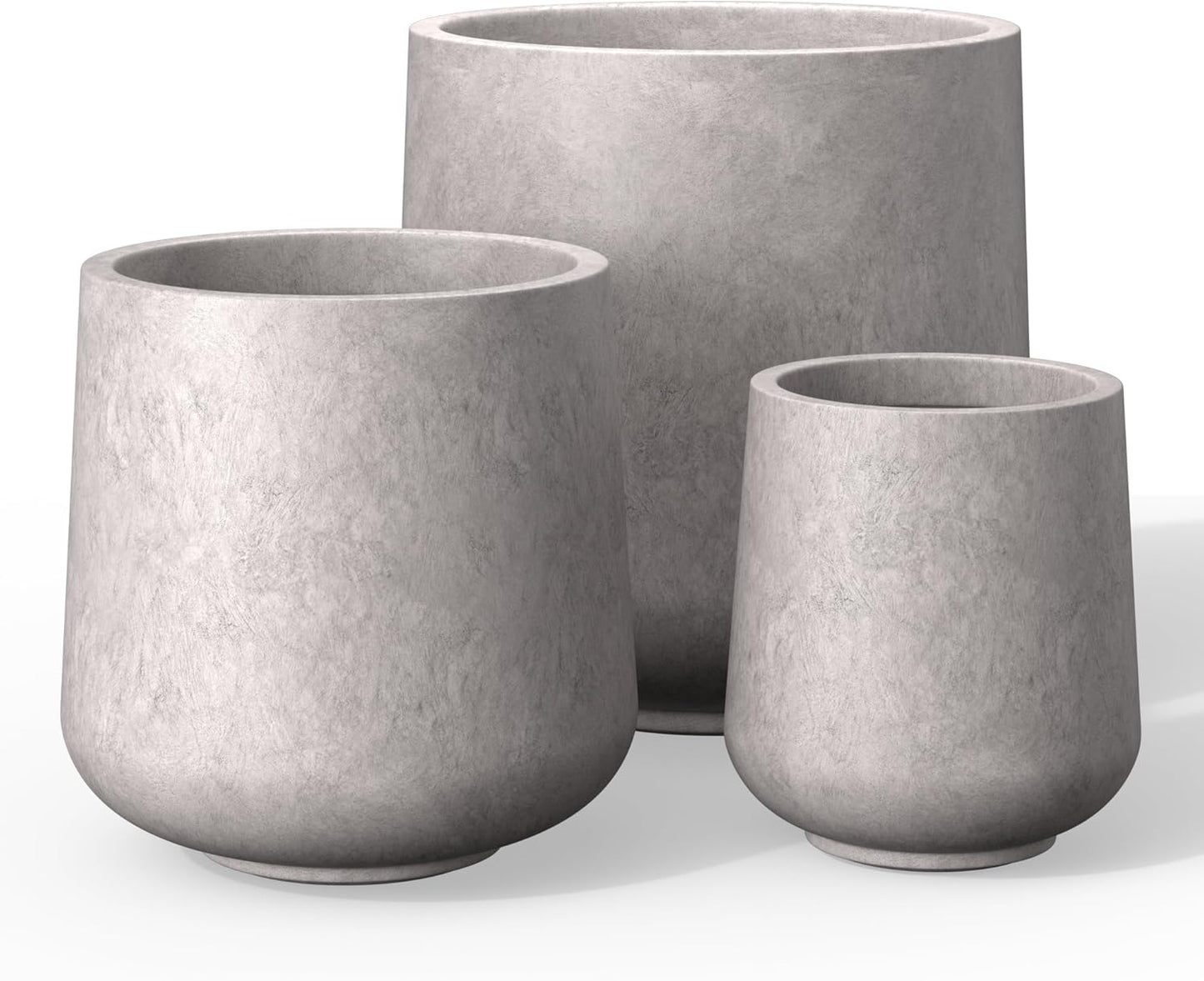 Kante 15.3"+11.6"+8.2" Dia Round Concrete Planter, Large Outdoor Indoor Planter Pots Containers with Drainage Holes and Rubber Plug for Home Garden Patio, Light Gray