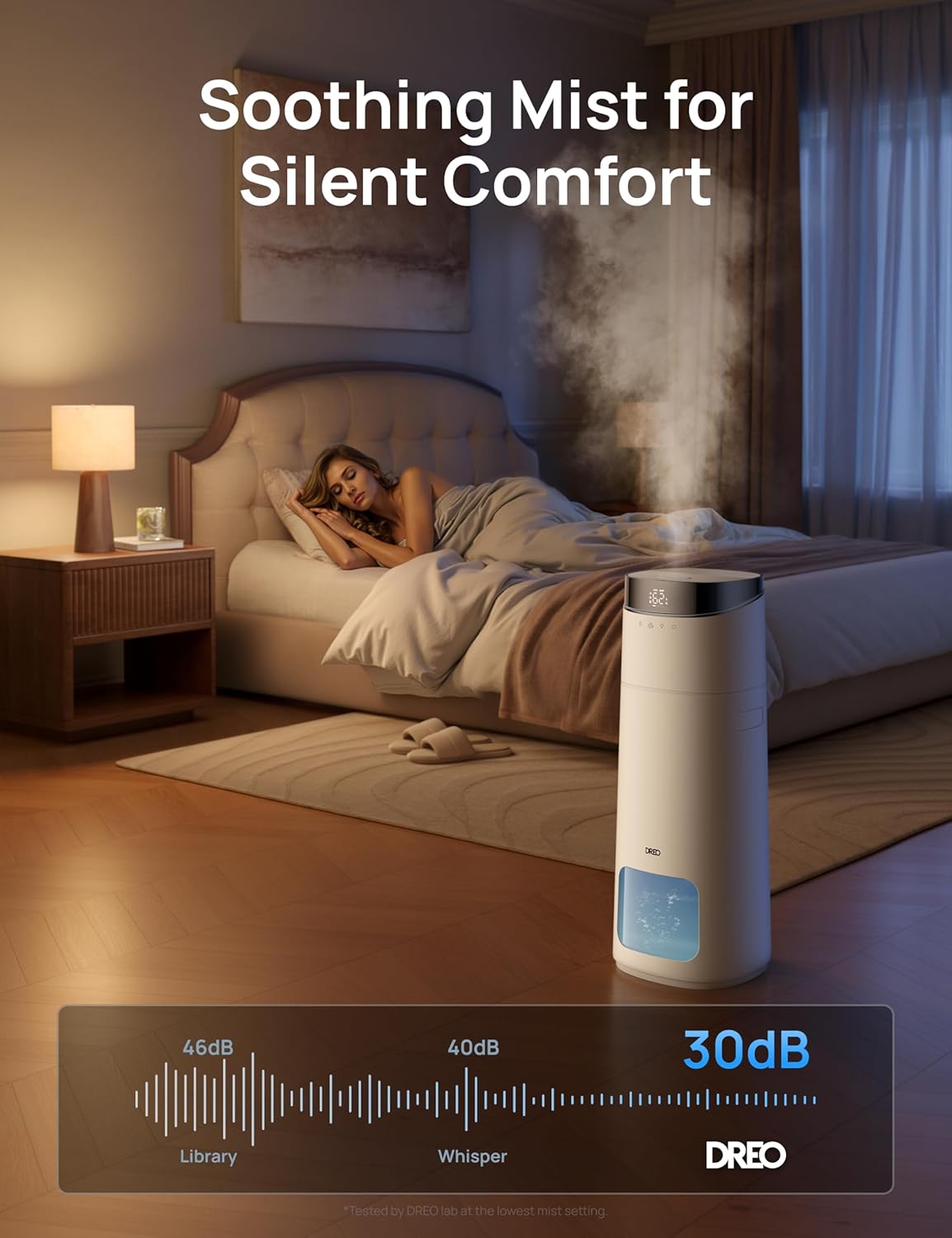 Dreo 16L Smart Humidifier Large Room 1000 ft², 130H Cool Mist Air Humidifiers for Bedroom Plants Baby, Top Fill, Remote/Touch/Voice & APP Control, Self-Cleaning Tank, 30dB, RGB Light, HM755S White
